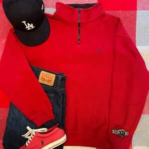 Polo by Ralph Lauren Men's Bold Red Zip-Up Sweater